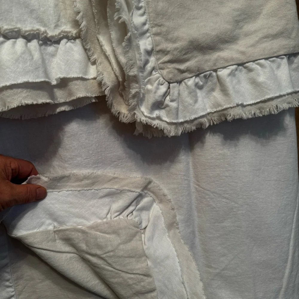 Simply Shabby Chic Linen/Cotton Raw Edge Ruffled Duvet Set - FULL/QUEEN